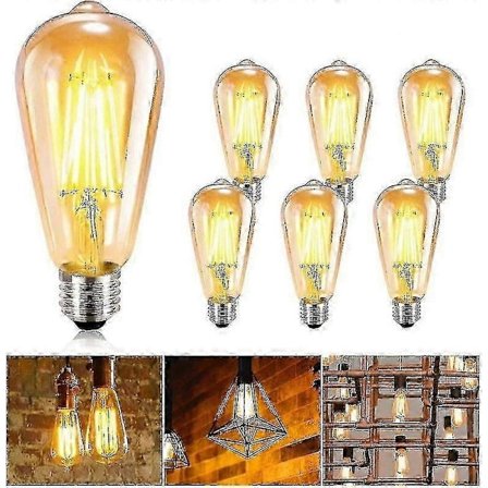 Vintage Lyspære 6 stk Edison Lyspære E27 Edison Led Pære Glødepærer Antikk Lyspære - Perfekt
