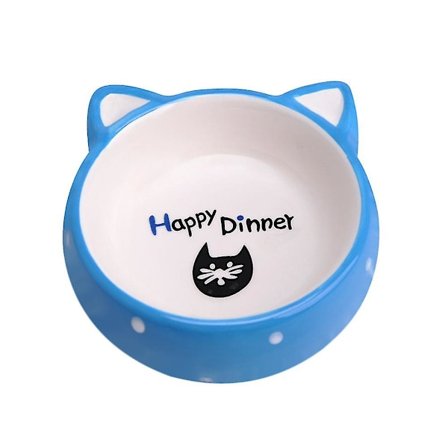 Tegneserie Katteøre Skål Keramik Madfodringsskål Kæledyrsfodring Kæledyrstilbehør Til Kat Hund (blå)