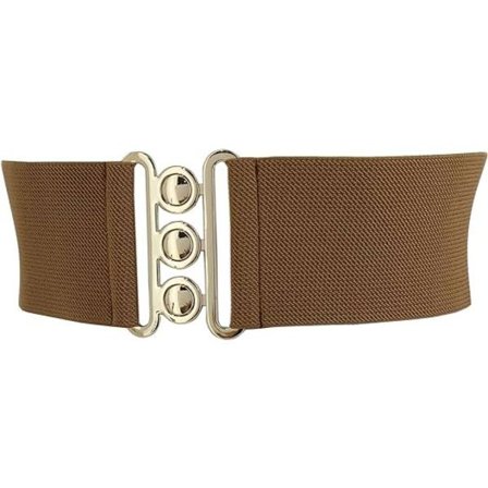 Elastisk damebelte bredt belte med 3 knappers spenne vintage stil