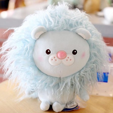 Lang-håret liten løve dukke plysj leketøy gave-blå 38cm