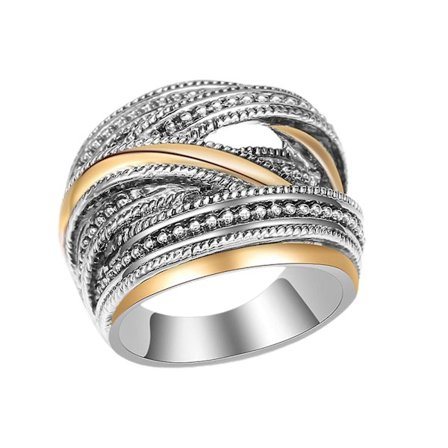 Bandring med utsökt hantverk, bred användning, legering, geometrisk, antik, fingerring för vardagligt bruk