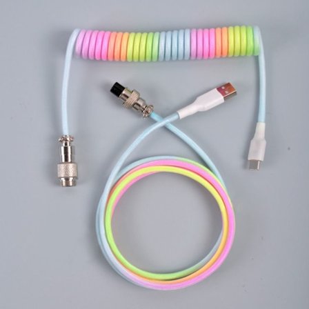 Mekaniskt tangentbord spiral kabel USB tangentbordskabel MULTICOLOR