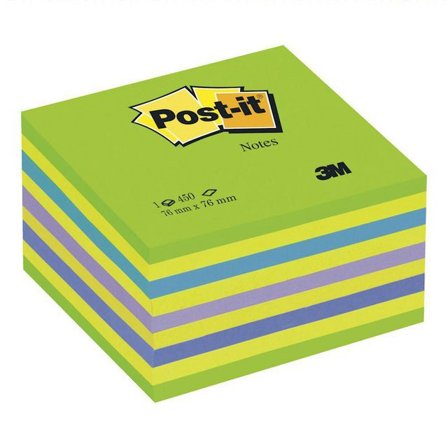 POST-IT Sticky-notislappar, kub, 76 x 76 mm, olika neonfärger, 450 blad, 2028-NB - Lyreco - Kontorsmaterial - Notes och Post-It - Notes - Kuber