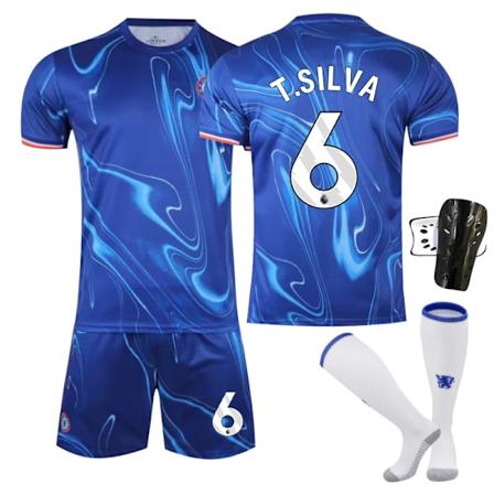 Chelsea Kotipaita Lapsille 2024-2025 - T. Silva Nro 6 - Sukkasuojat S No. 6 - Sock Guards S