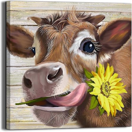 Ko Billeder Lærred Vægdekoration Landlig Bondegård 19,7" X 19,7"