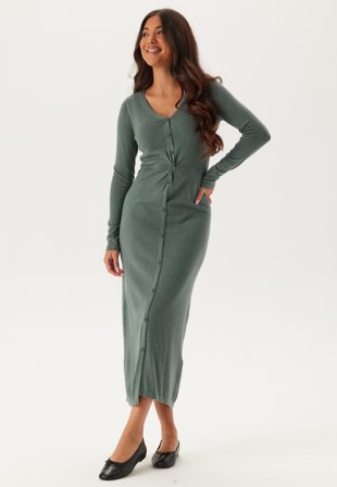 Happy Holly - Knitted Dress - Dusty green/Melange - Kläder - - Bubbleroom