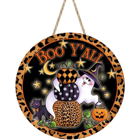 Halloween Dekorativt Träornament Glad Halloween Dörrhängande Skylt, Halloween Dekoration Hängande