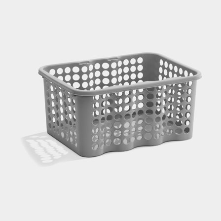 Plastic storage basket Nordiska Plast Rondo, silver, 285 x 210 x 135 mm, 6 litres