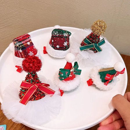 8pcs Christmas Decorations Headwear Hat Clips Christmas Small Gifts Hair Clips Top Clips Hair Accessories Side Clips Hair Accessories
