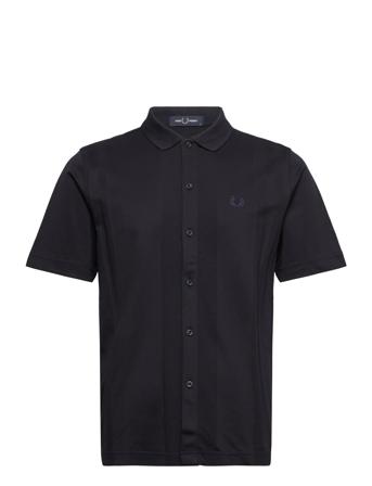 Stripe Button Polo Shi Polos Short-sleeved Marineblå Fred Perry*Betinget Tilbud