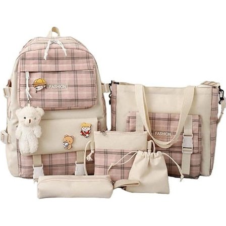 5-delt Skolesætsæt – Sød Rygsæk med Skuldertaske, Tote-taske og Penalhus_TF_TF