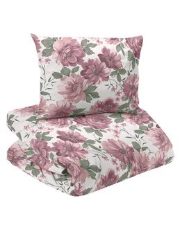 Påslakanset Dagmar med tryckt blomstermotiv 2-delar Rosa - Linea