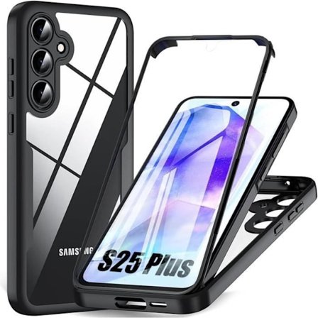 Helfodral för Samsung Galaxy S25 Plus (Galaxy S25+) Stötsäker Transparent Svart Kant Hård