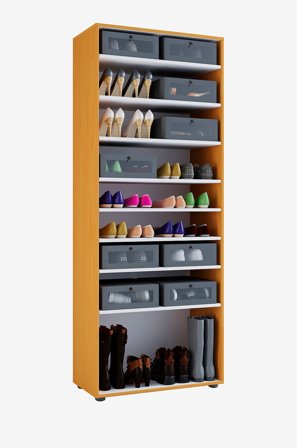 VCM - Vcm Skoskåp Vandol I utan dörrar och 9 hyllplan - Beige - Skoskåp - Från Homeroom