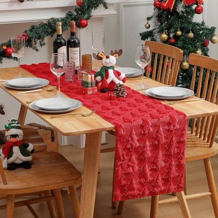 Premium Jule Bordløber – Blød Plys Løber til Indendørs & Udendørs, Julefrokost, Køkken & Spisebord Dekoration_TF_TF