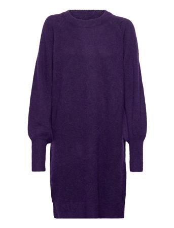 Slflulu Ls Knit Dress O-Neck Purple Selected Femme