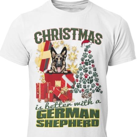 German Shepherd Jul Hund Schäfer T-shirt White Xl