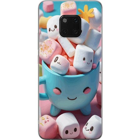 Kompatibelt Mobilskal till Huawei Mate 20 Pro Gulligt motiv med leende marshmallows i kopp