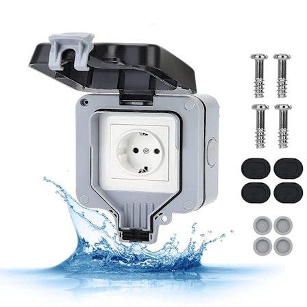 Ip66 Vejrbestandig Stikkontakt, Udendørs Elektrisk Stikkontakt Vandtæt Vejrbestandig Samledåse Til Køkken, Badeværelse, Garage, Pool Og Have (kun)