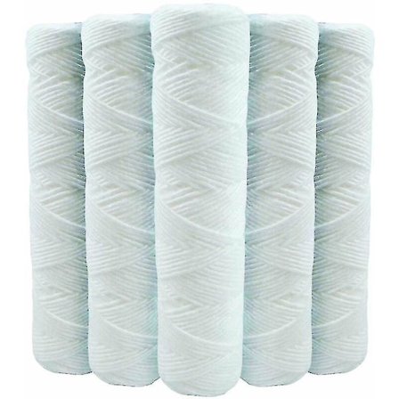 5 kpl spiraalimainen sedimenttisuodatinpatruuna, Anti-sedimentti 9 3/4 tuumaa 3/4 - 5 mikronia, Yhteensopiva 10 tuuman suodattimen kanssa, Valmistettu