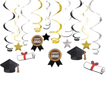 Examensdekorationer 2022 – Tillbehör för examensfesten inkluderar grattis Examen hängande virvlar, PVC-spiraldekorationer, examensfirande