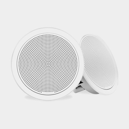 Marine-Lautsprecher Fusion Round White FM-F65RW, 6.5", 120 W, weiß, für Einbaumontage, mit weißen Fronten, 2er-Pack - Boot