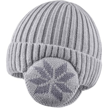 Lue og skjerf for barn med ørevarmere for 5-12 år gamle jenter og gutter, varm strikket skilue med fleecefôr for vinteren