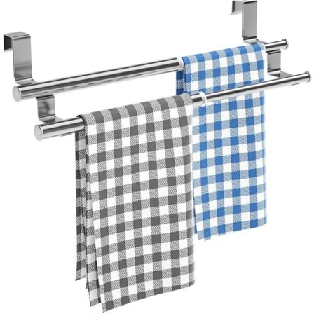 Håndkleholder, håndkleholder for bad, kjøkkenhåndkleholder uten boring, over dør utvidbar håndkleholder for bad, rustfritt stål, sølv