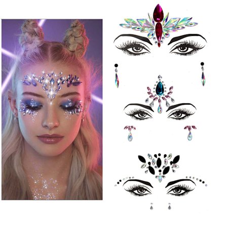 3 st Halloween Glow-in-the-Dark Ansiktsstenar Tatueringsdekal, cosplay (E)