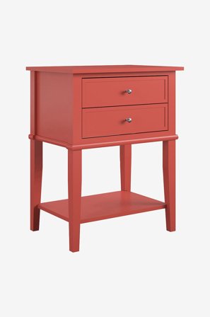 Dorel Home - Endebord med 2 skuffer Franklin - Rød - Aflastningsborde & sideborde - Fra Homeroom