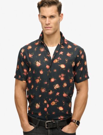 Superdry S/S Print Shirt - Black - XXL