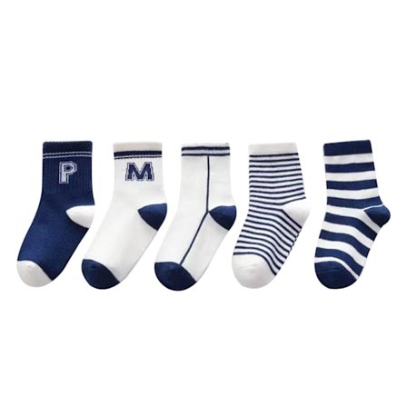 5 par stribede bomuldsstrømper til børn efterår vinter størrelse M (3 til 5 år)