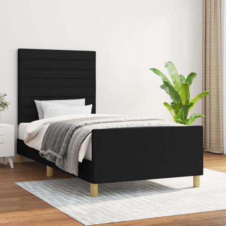 Vidaxl Sängram Med Huvudgavel Svart 80x200 Cm Tyg Svart