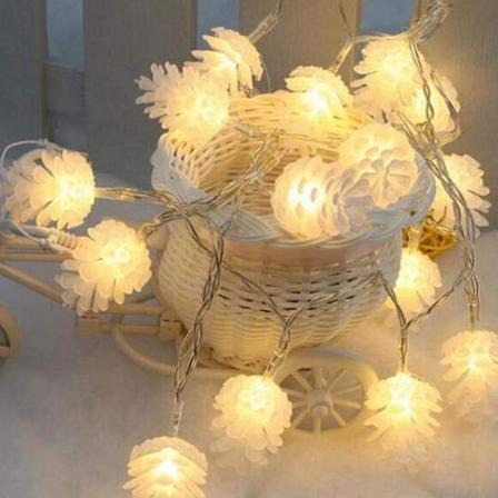 10M Pinecone String Light, Julefestival 20 LED 9,8ft Fairy String Strand Lights, Batteridrevet Bordtredekorasjon [L] warm white pine cone