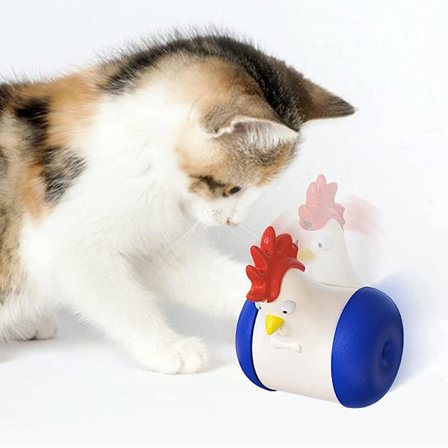 Tumbler Swing Teasing Interactive Cat Toy Laser Chicken Toy