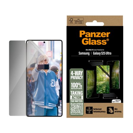 PanzerGlass Galaxy S25 Ultra ECO MATRIX 4-way Privacy Skjermbeskytter Ultra-Wide Fit, 4-veis privatliv, 100 % resirkulert plast