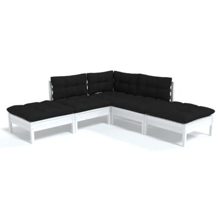 Vidaxl Loungegrupp Med Dynor 5 Delar Vit Massiv Furu Vit