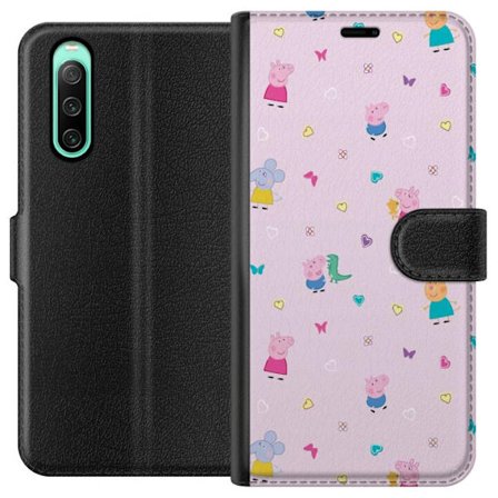 Yhteensopiva Lompakkokotelo Sony Xperia 10 IV Äiti Porsas vauvan rakastava Peppa Pig -kuvitus pehmeissä väreissä lapsiaiheisiin