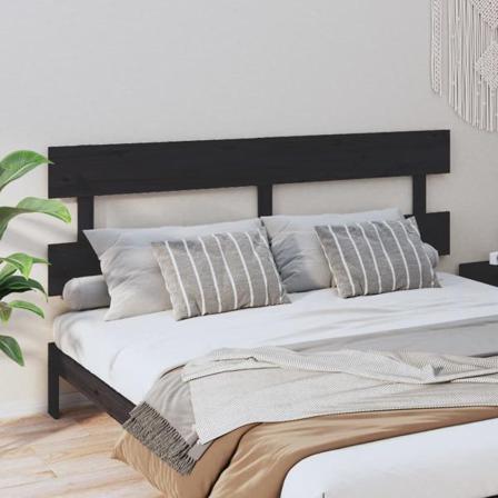 Vidaxl Sänggavel Svart 184x3x81 Cm Massiv Furu Svart