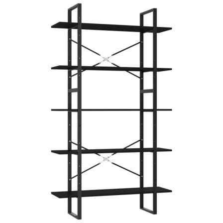Vidaxl Bokhylla 5 Hyllplan Svart 100x30x175 Cm Spånskiva Svart