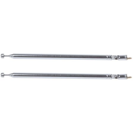 2x Teleskopisk AM FM Radioantenn i Metall, 7 Sektioner, 75 cm Lång, Silver