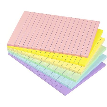 Forede selvklebende lapper 4X6 i pastellfargede linjerte post-it-lapper