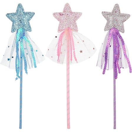3 stk. Fe-Tryllestave til Børn Glitter Prinsesse Tryllestave Stjerne Tryllestav Legetøj Tryllestave til Piger Fe-Stav til Julekostume Tilbehør 