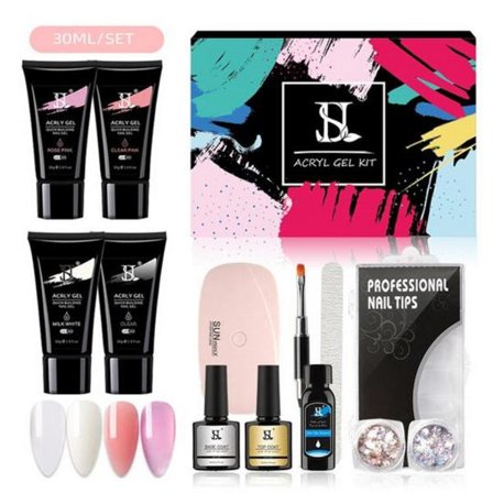 12 st Acrylic Gel - Poly Builder Gel Kit med UV-lampa