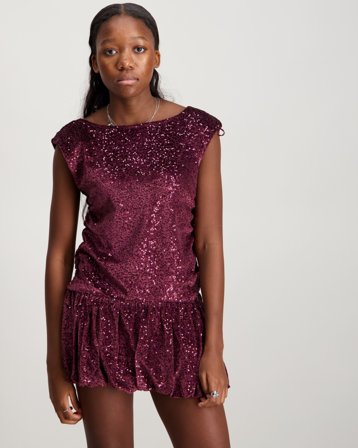 Gina Tricot Young Y sequin open back dress Rot Kleider Mädchen - Kids Brand Store