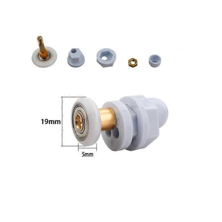 Skyvedørshjul til dusjkabinett, slitesterke, vanntette og rustsikre (pakke med 4) 19 mm