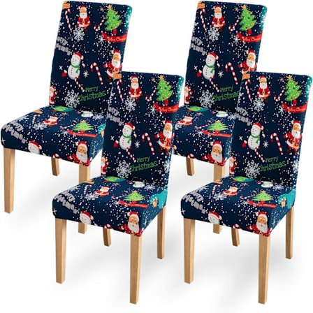 Jule Stolebetræk, 4 Stykker Strækbare Spisestol Betræk, Uni