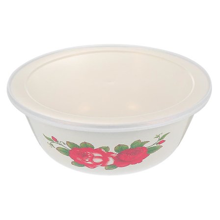 1 st Vintage Järnemaljfat Retro Emaljskål Terrin Gryta Med Lock (beige)