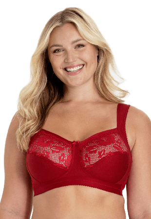 Miss Mary of Sweden Lovely Lace Support Bomulls-bh Utan Bygel Bh Dam Röd 95c