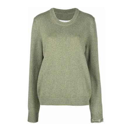 Maison Margiela, Round-neck Knitwear Zielony, Kobieta, Rozmiar: S